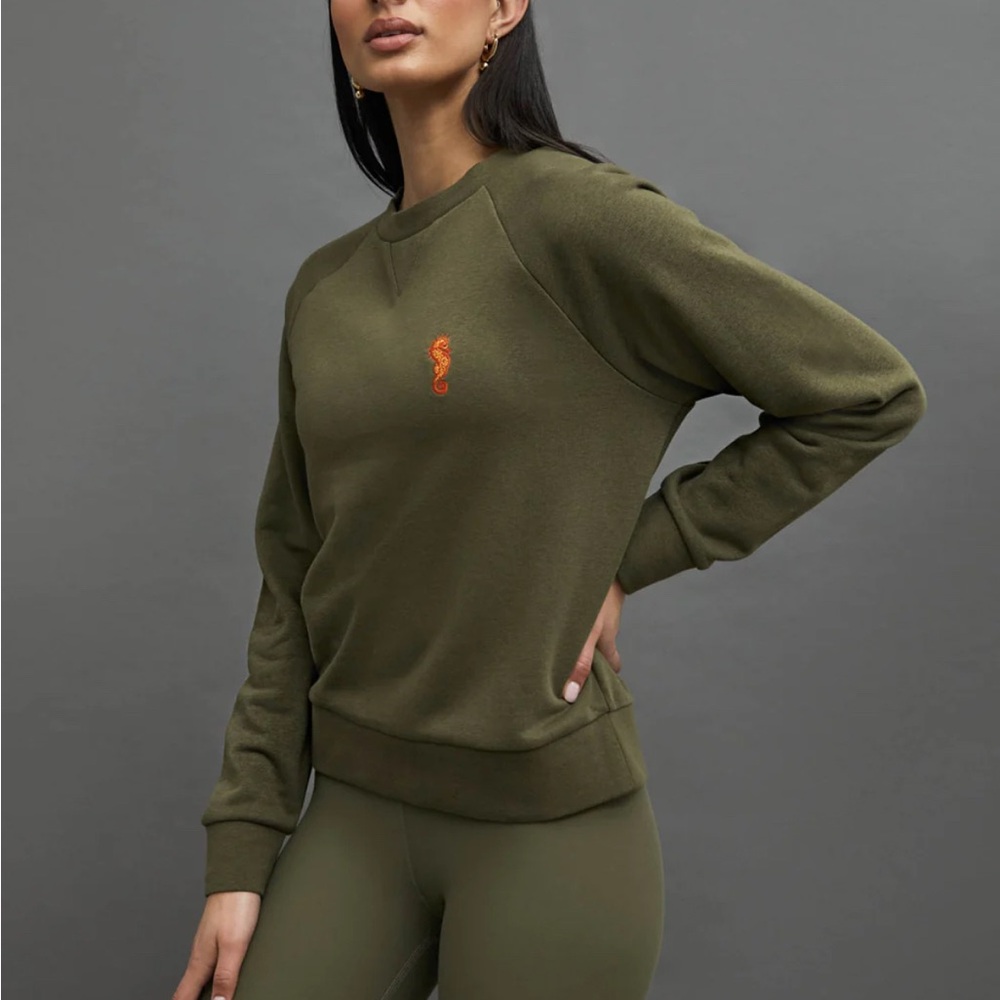 Carbon38 Olive Green Sweatshirt with Orange Embroidered Logo